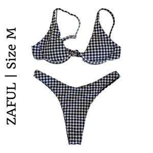 ZAFUL | Gingham Black & White Bikini Set Cheeky